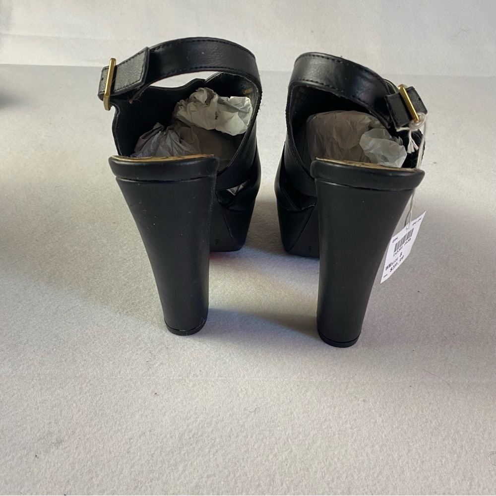 Black Peep Toe Platform Sandals women size 8 NWT 4” heel - Picture 3 of 6